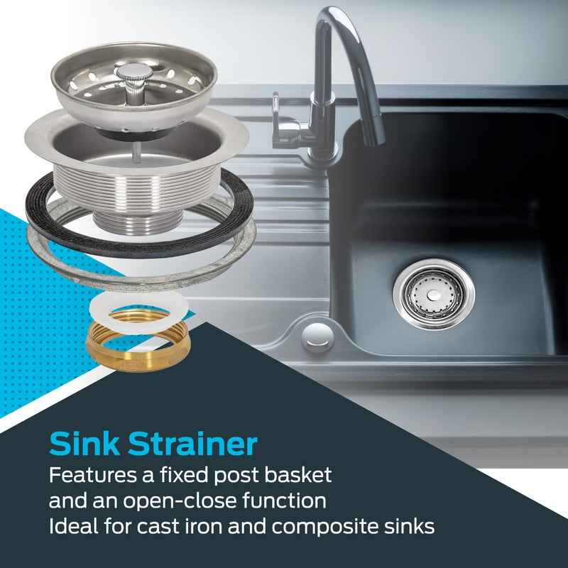 EZ-FLO Kitchen Sink Strainer Fits 3-1/2 Inch Opening, Sink Drain Assembly with Brass Slip-Joint Nut and Fixed-Post Basket, Stainless Steel, 30003 - Image 5